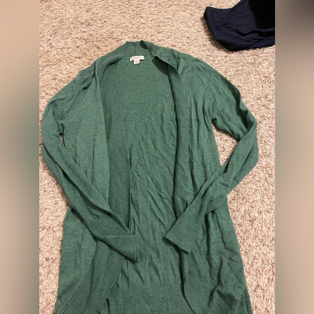 green cardigan